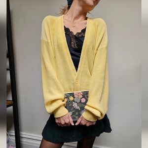 VINTAGE Yellow 'Bumwolle' Knit Button Down Cardigan